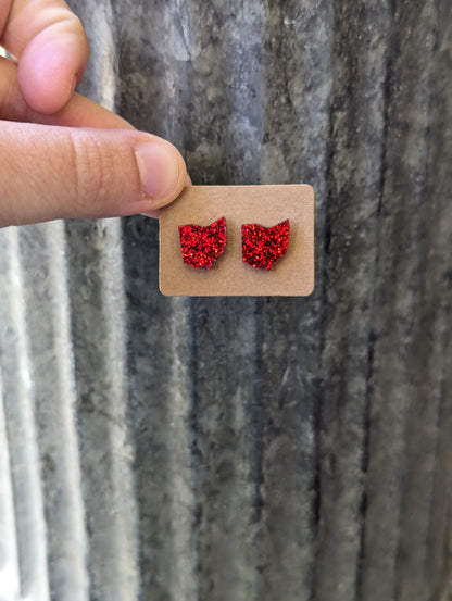 Red Glitter Ohio Stud