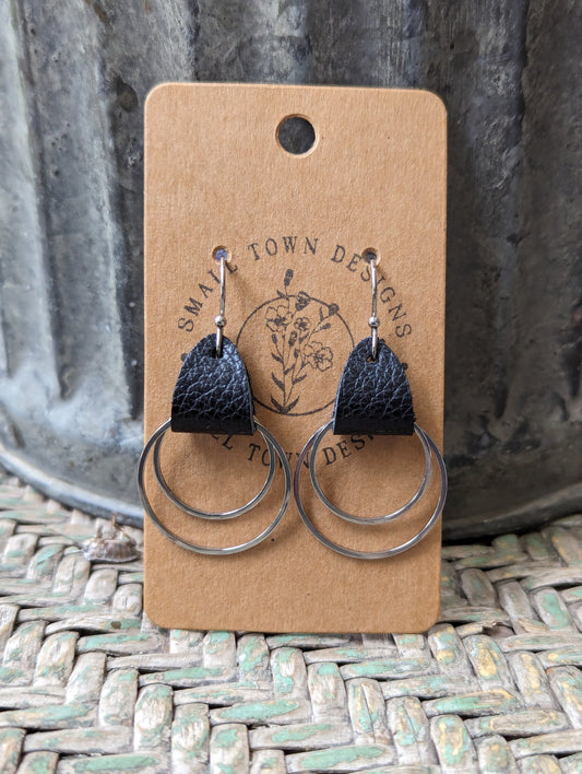 Black Double Ring Dangles