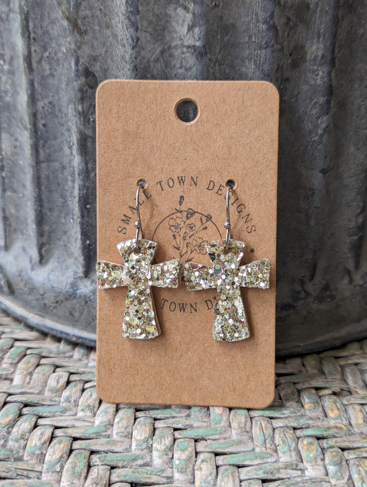 Chunky Gold Glitter Crosses