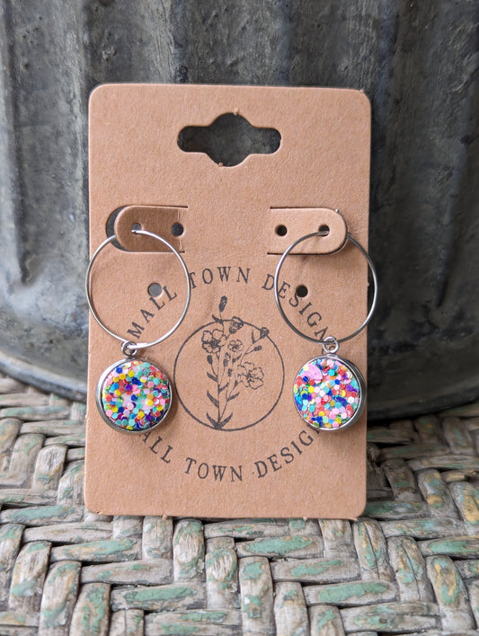 Rainbow Glitter Hoops