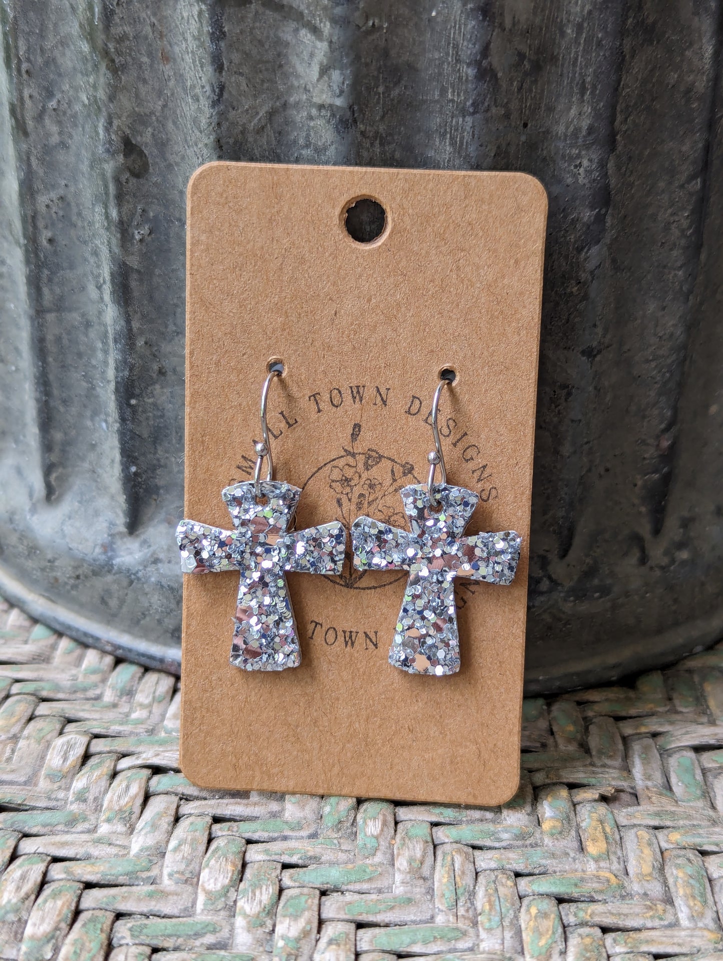 Silver Glitter Crosses