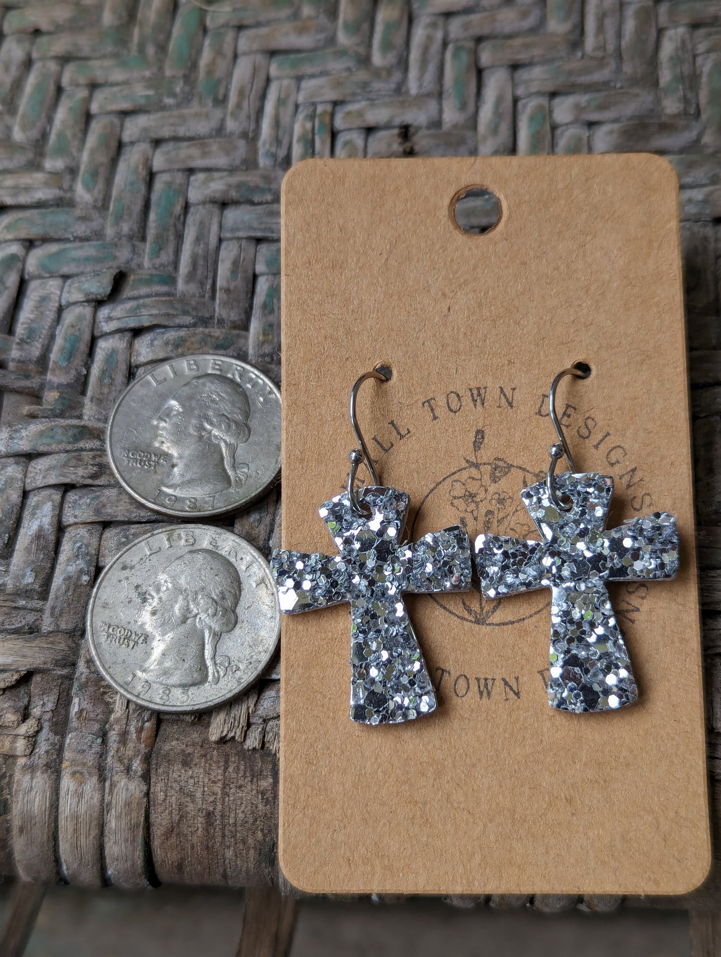 Silver Glitter Crosses