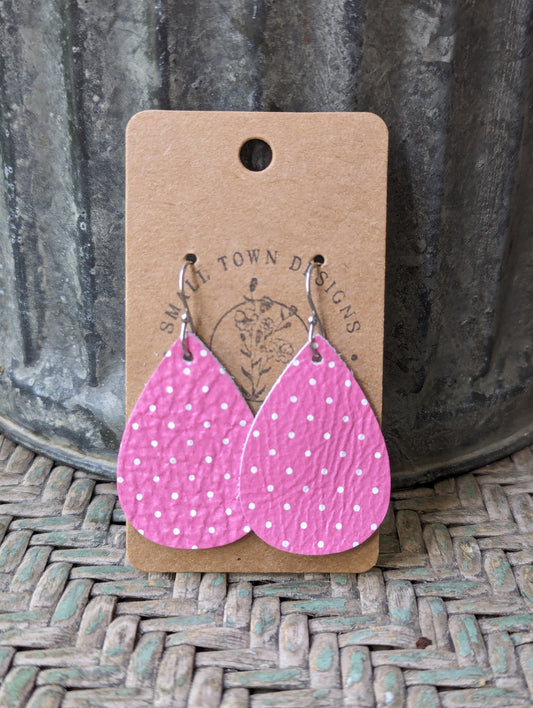 Pink Polka Dot Teardrops