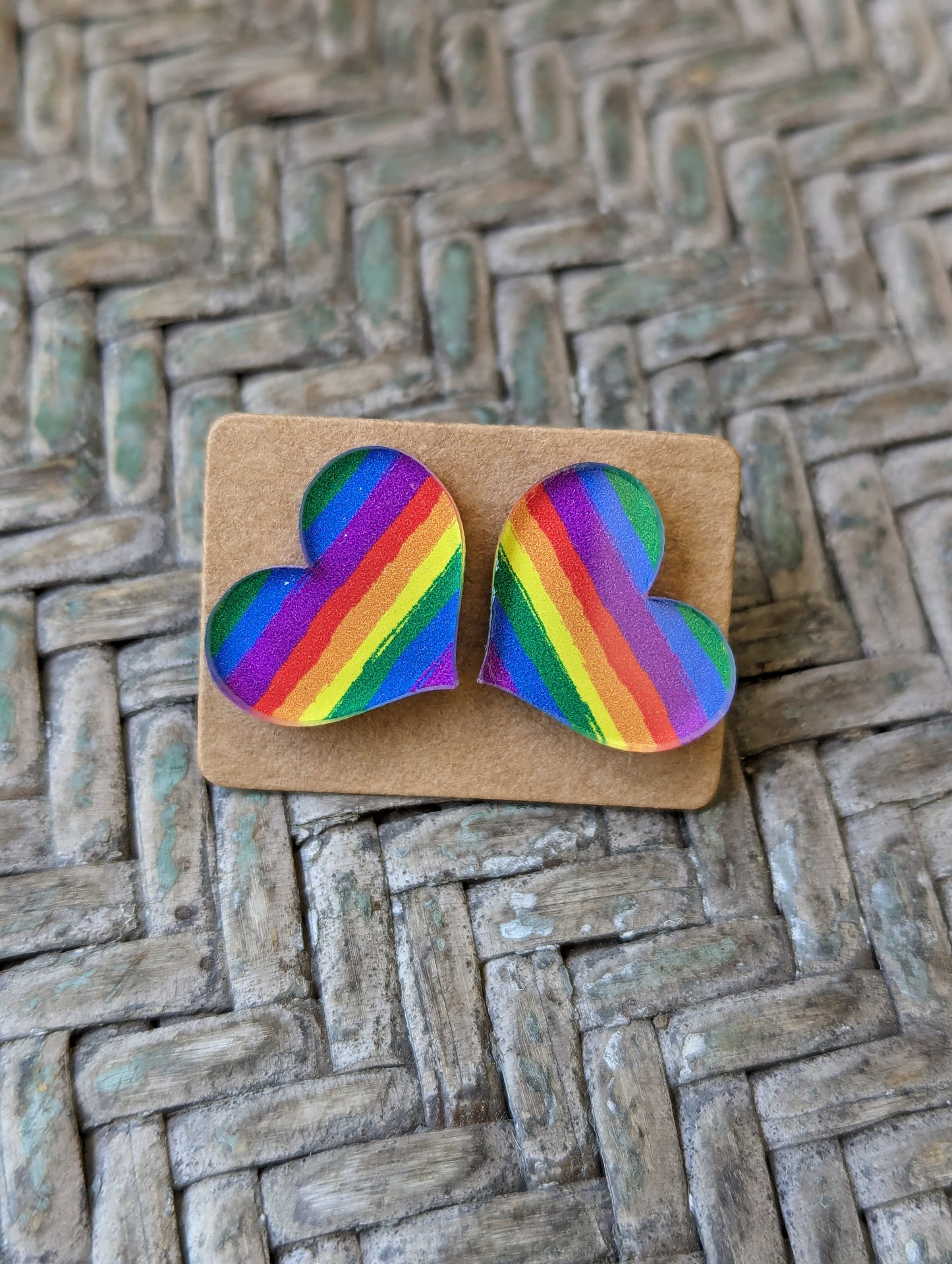 Rainbow Heart Studs