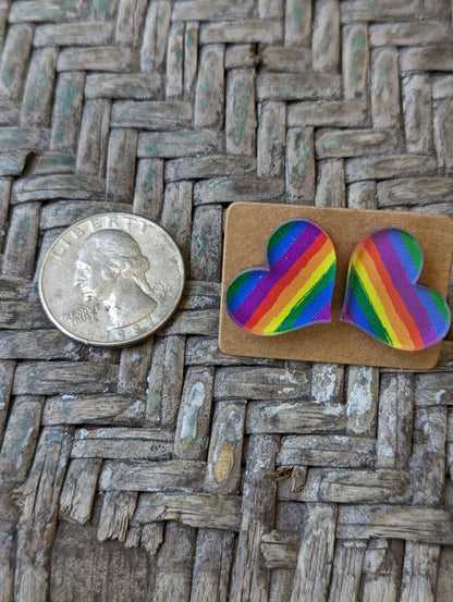 Rainbow Heart Studs