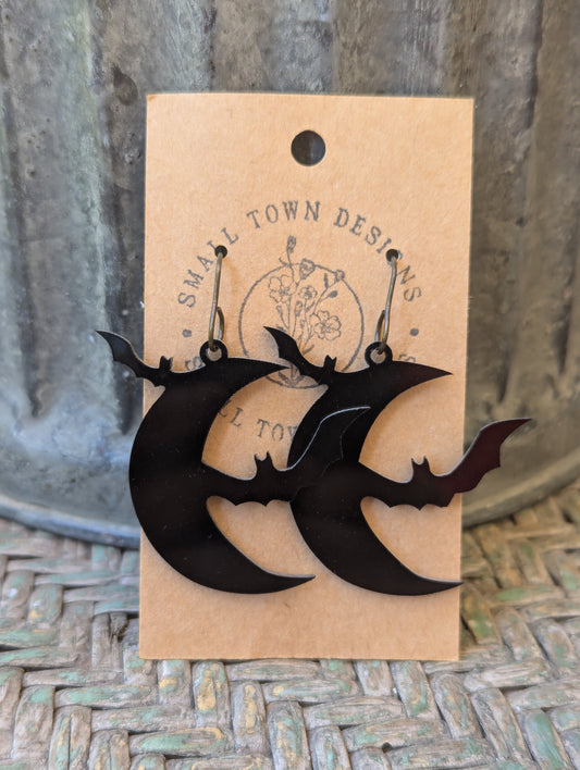 Bronze Hooks - Moon & Bats