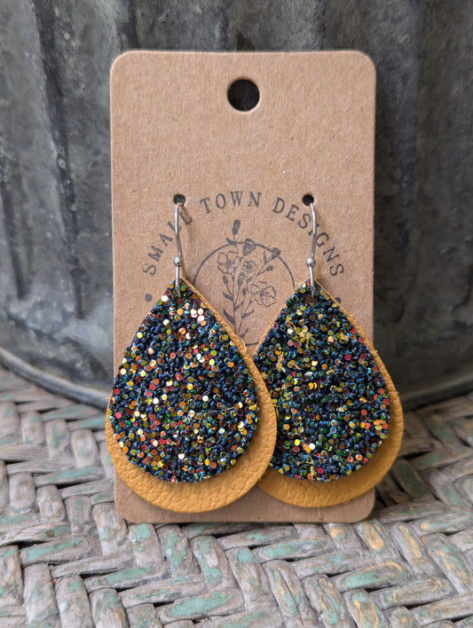 Mustard Fall Glitter Teardrops