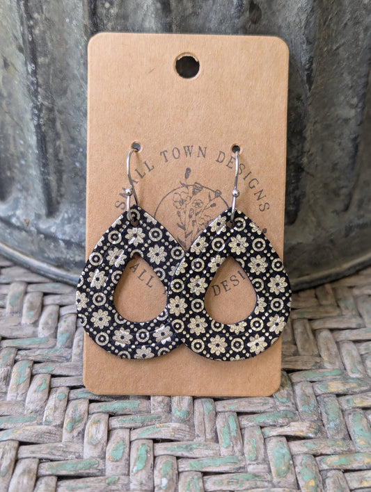 Black Filigree Teardrops