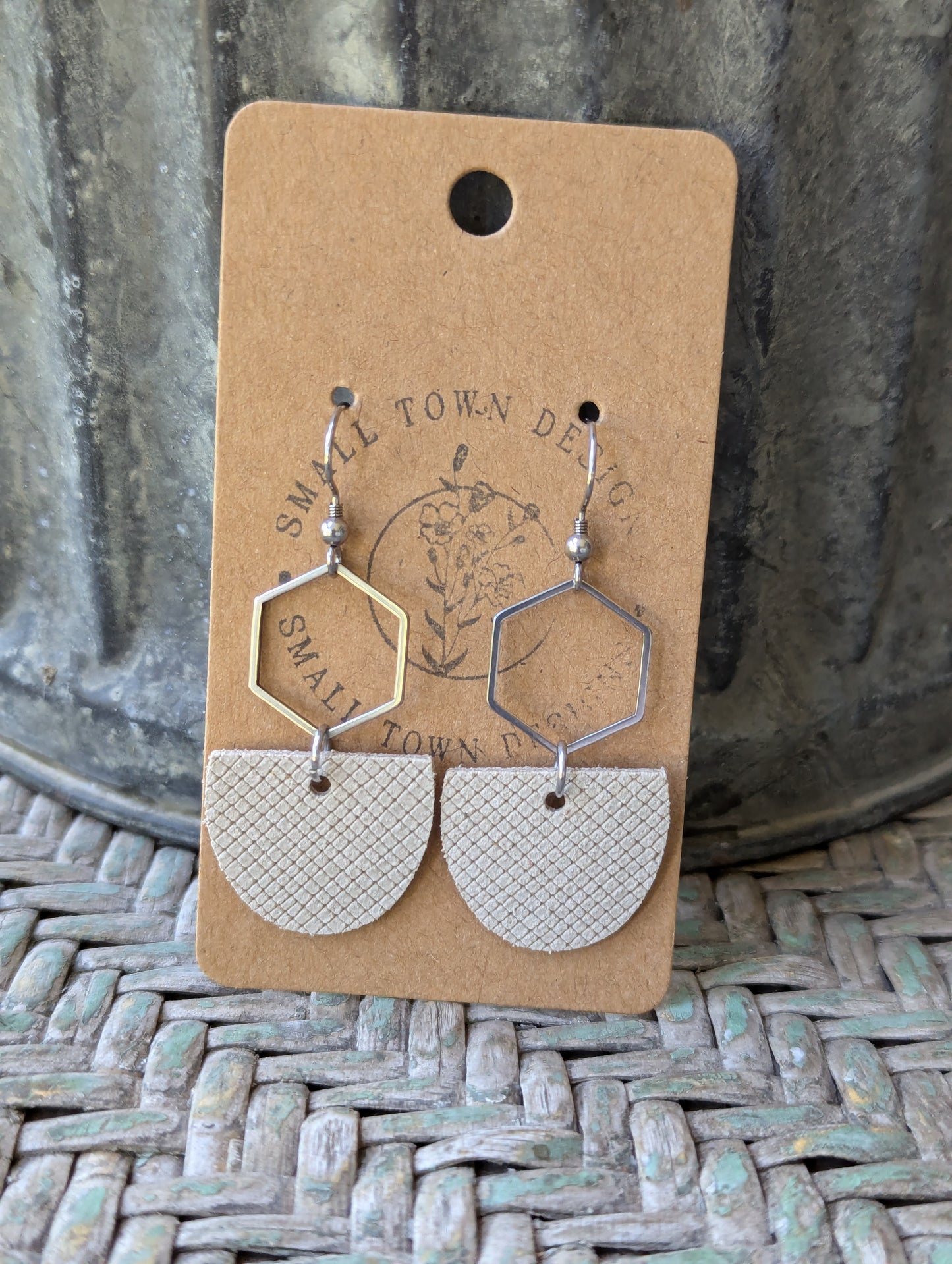 Hexagon Cream Dangles