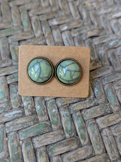 Faux Sage Turquoise Stud