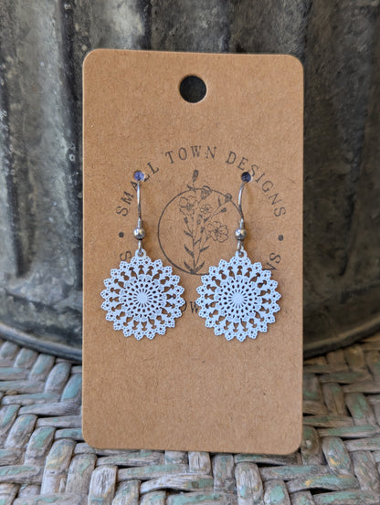 White Medallion Dangles