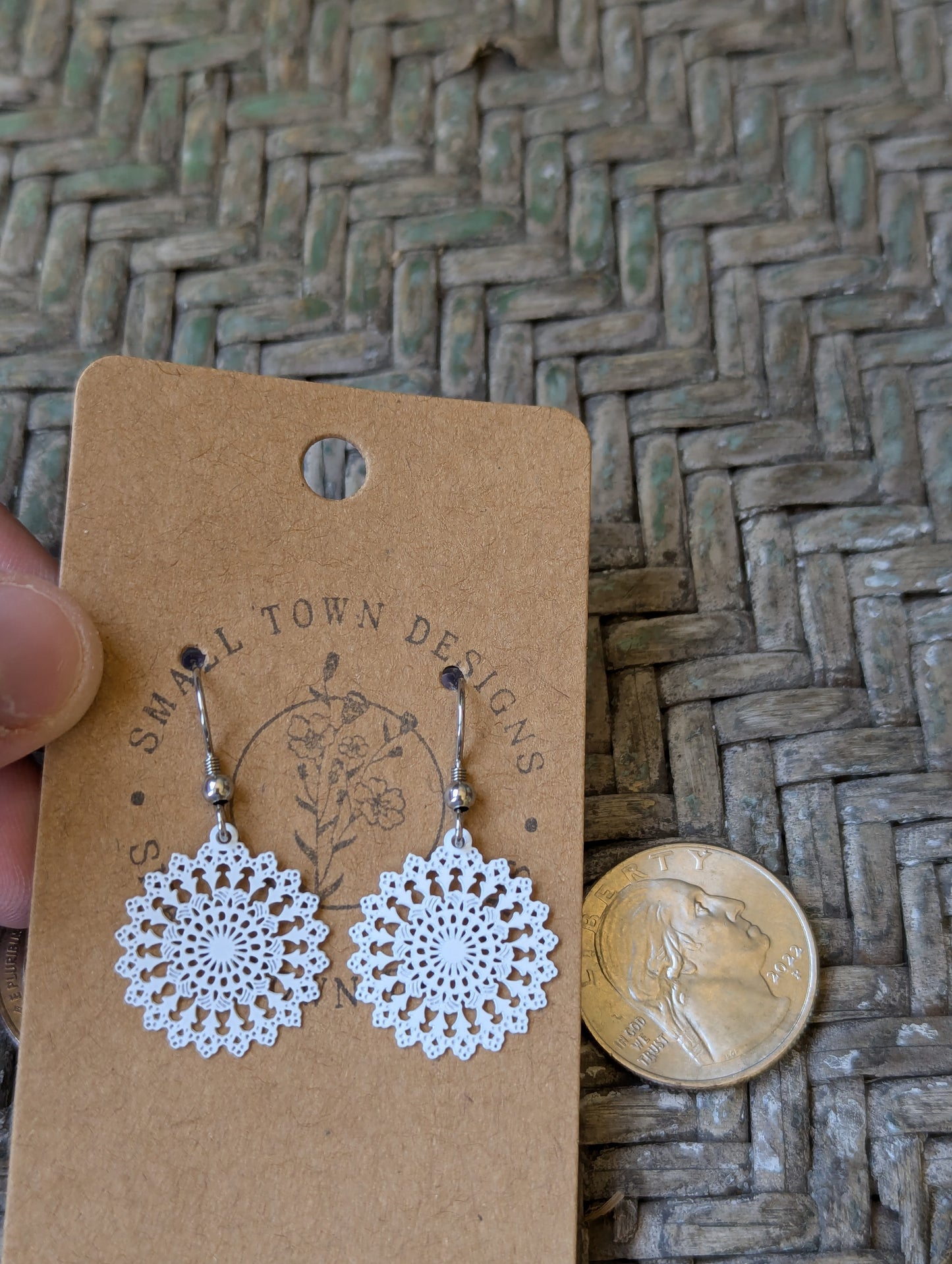 White Medallion Dangles