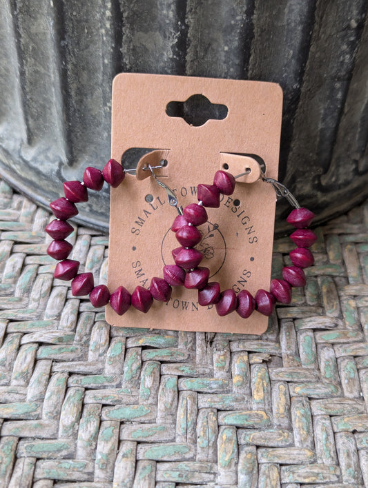 Maroon Bicone Hoops