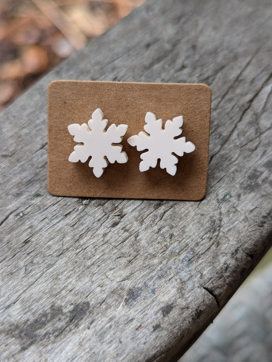 Cream Matte Snowflake Studs