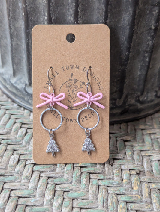 Pink Bow Tree Dangles