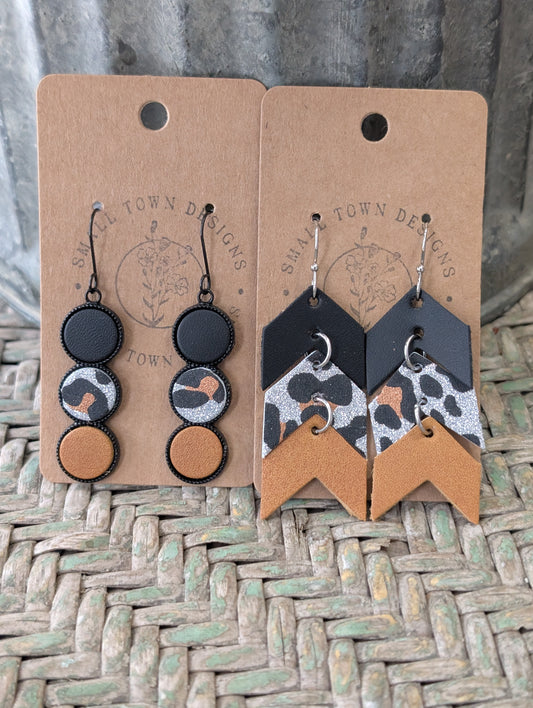 Black, Leopard, Honey Artisan Dangles