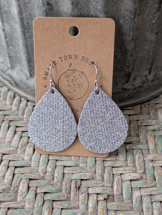 Silver Soft Glitter Teardrops