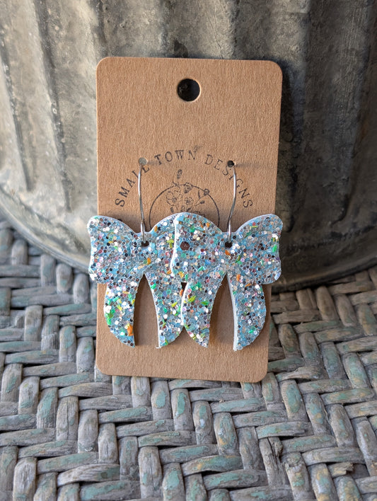 Green, Blue, Silver Glitter Bow