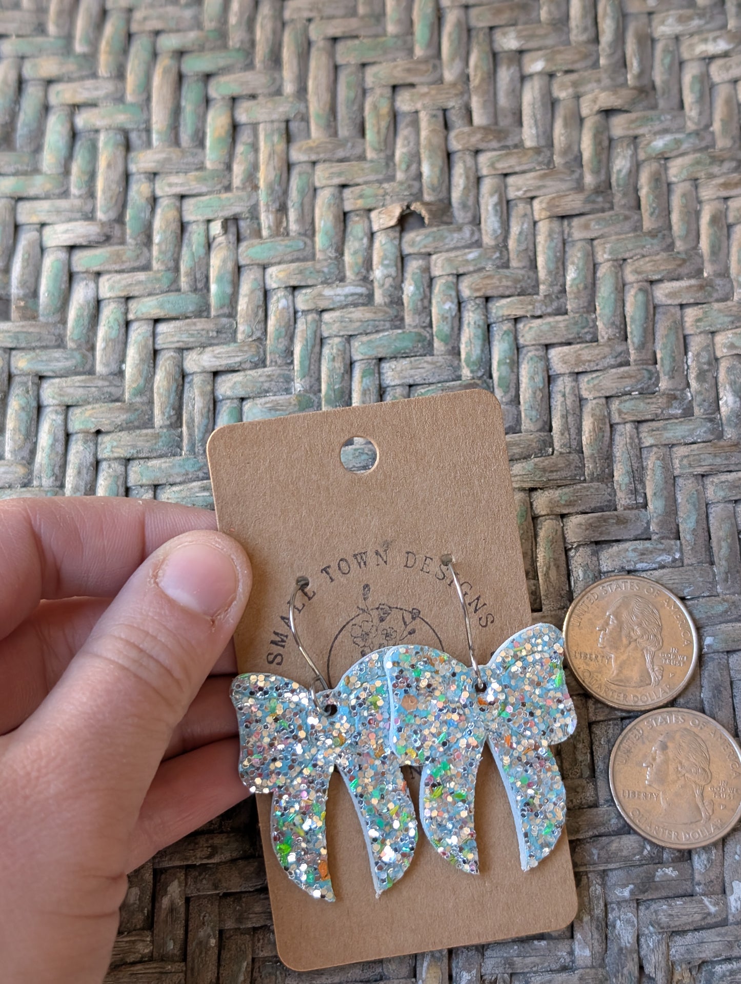 Green, Blue, Silver Glitter Bow