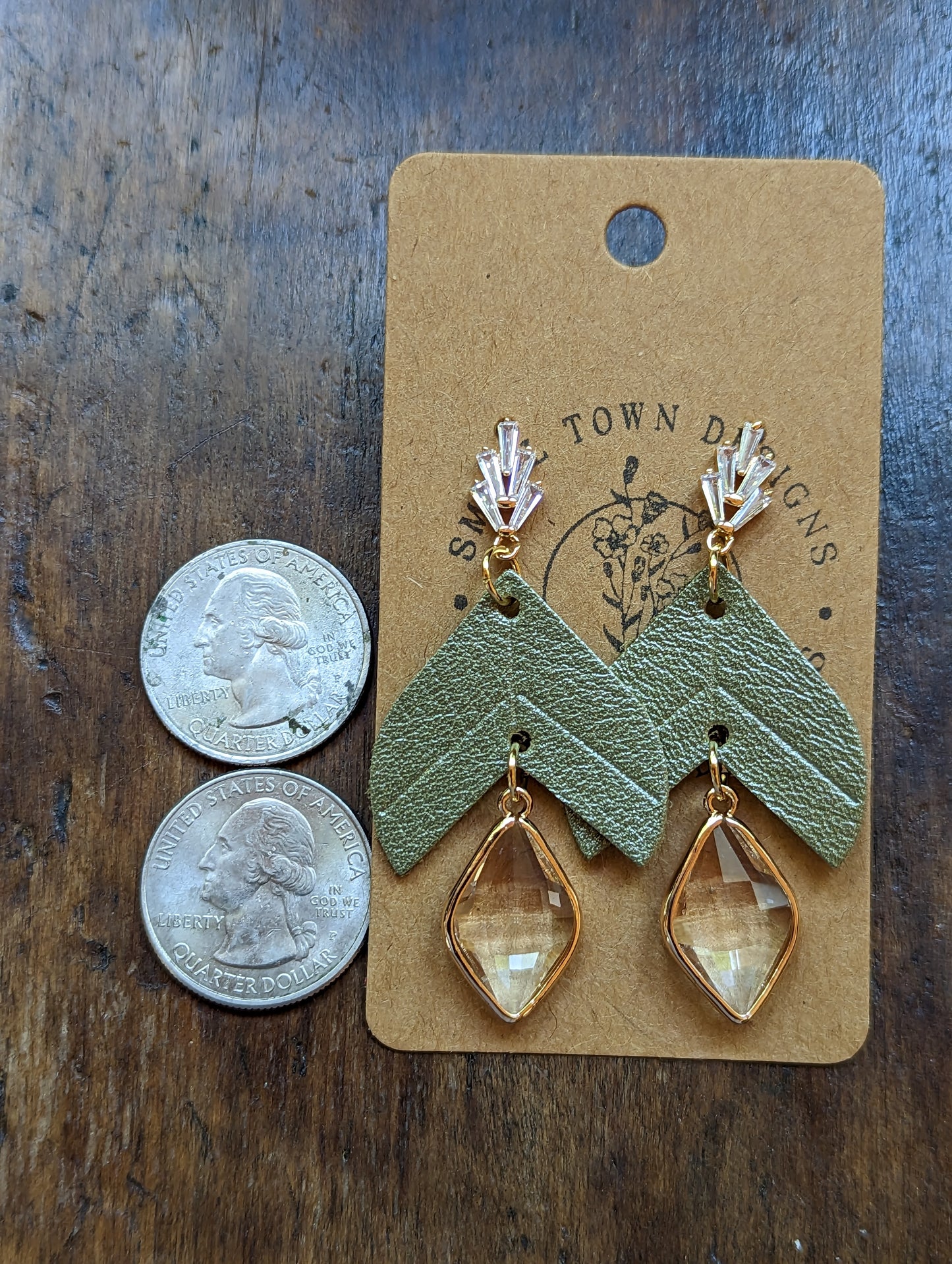 Sage Embossed Dangles