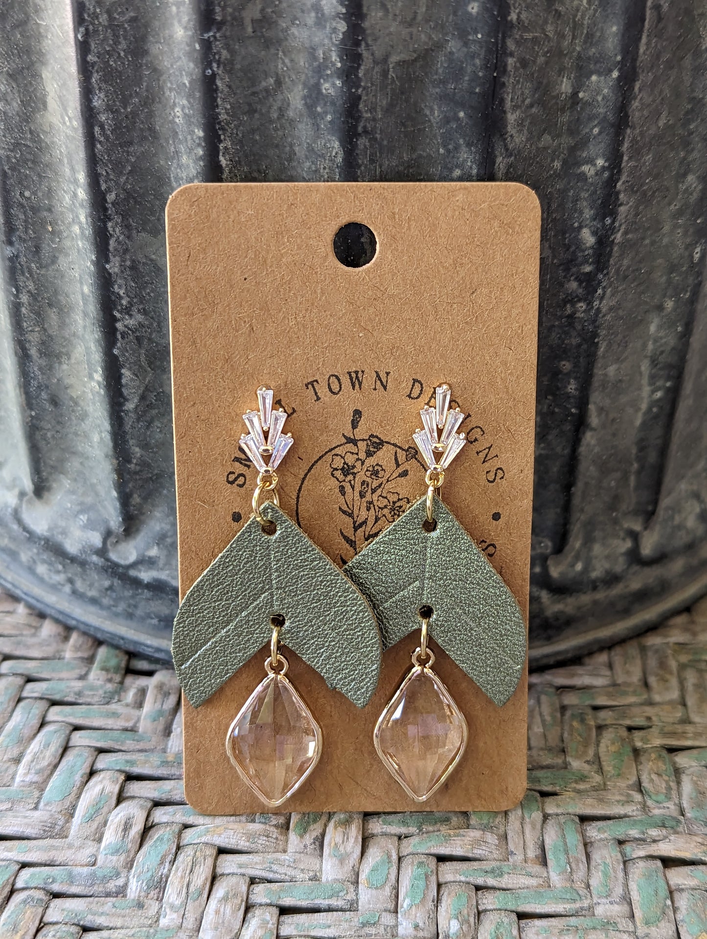 Sage Embossed Dangles