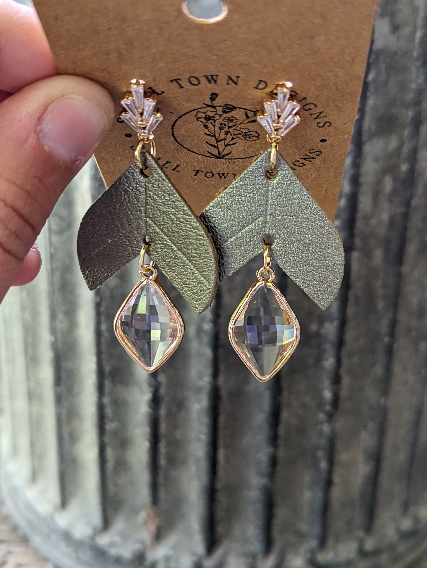 Sage Embossed Dangles