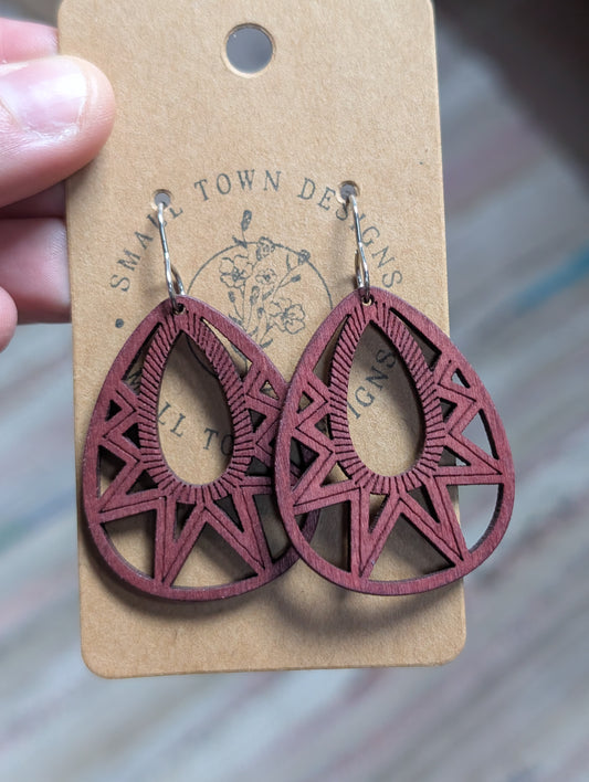 Maroon wooden Teardrops