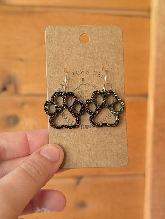 Black & Gold Glitter Paw Prints