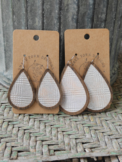 Silver & Peach Wooden Teardrops