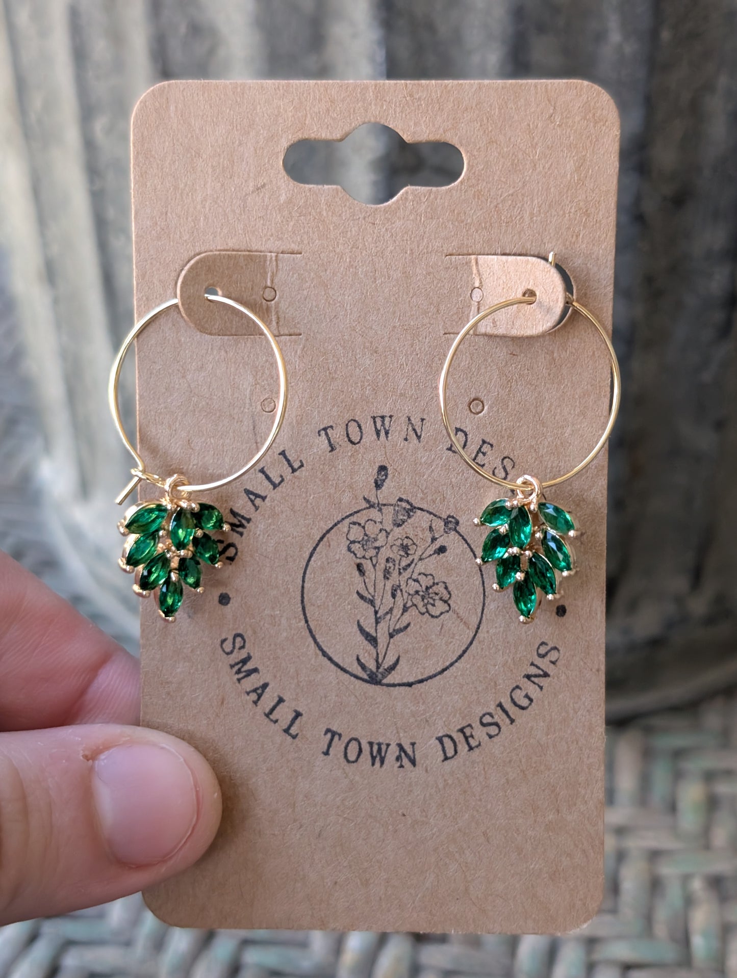 Green Feather Hoops