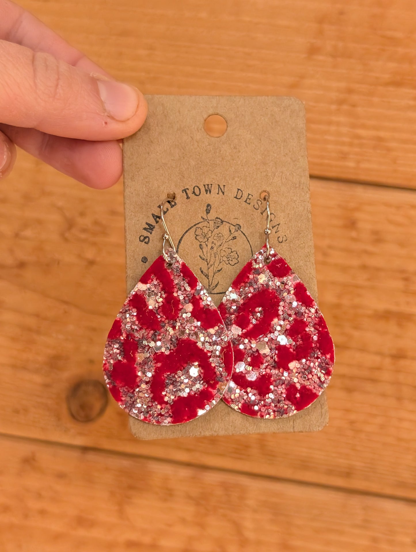 Vegan Glitter on Leather Leopard Teardrops