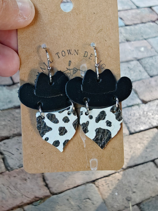 Cow print cowboy Dangles