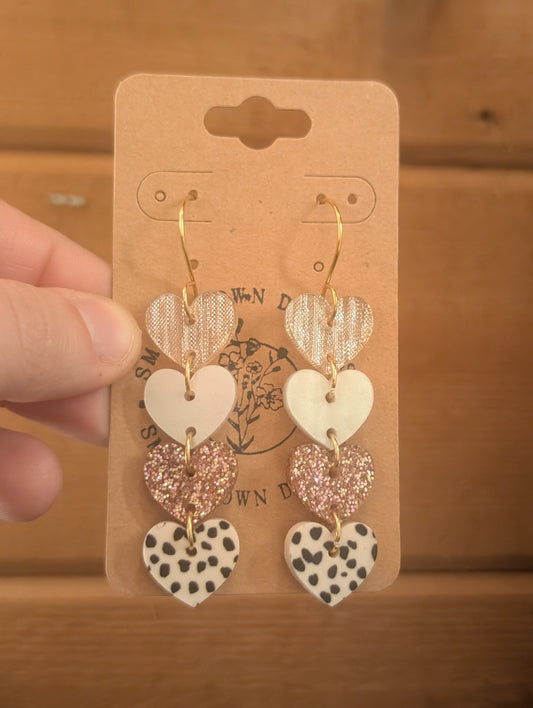 Pink 4 Layer Heart Dangles