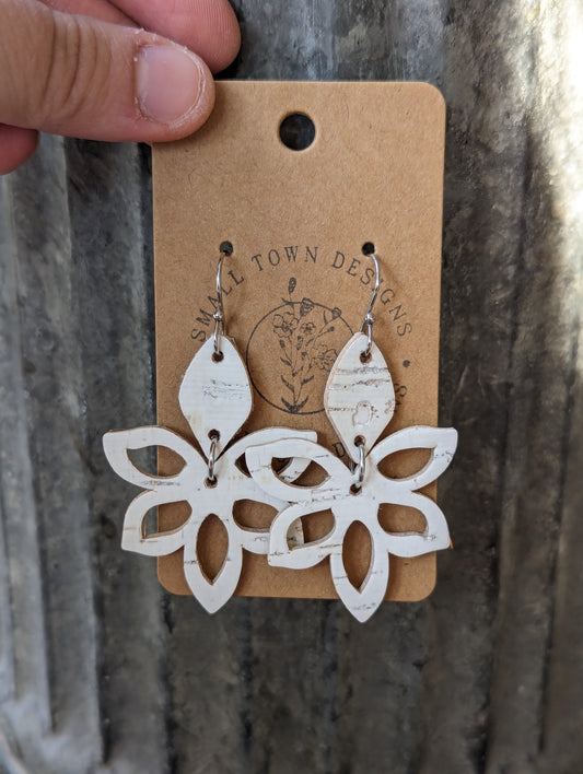 White Floral Dangles