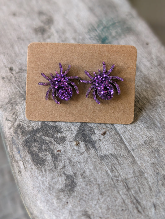 Purple Glitter Spiders