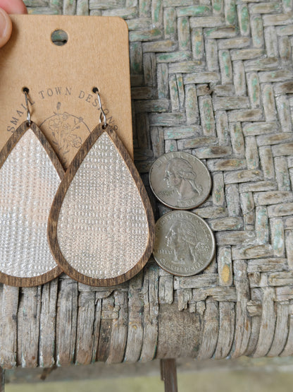 Silver & Peach Wooden Teardrops