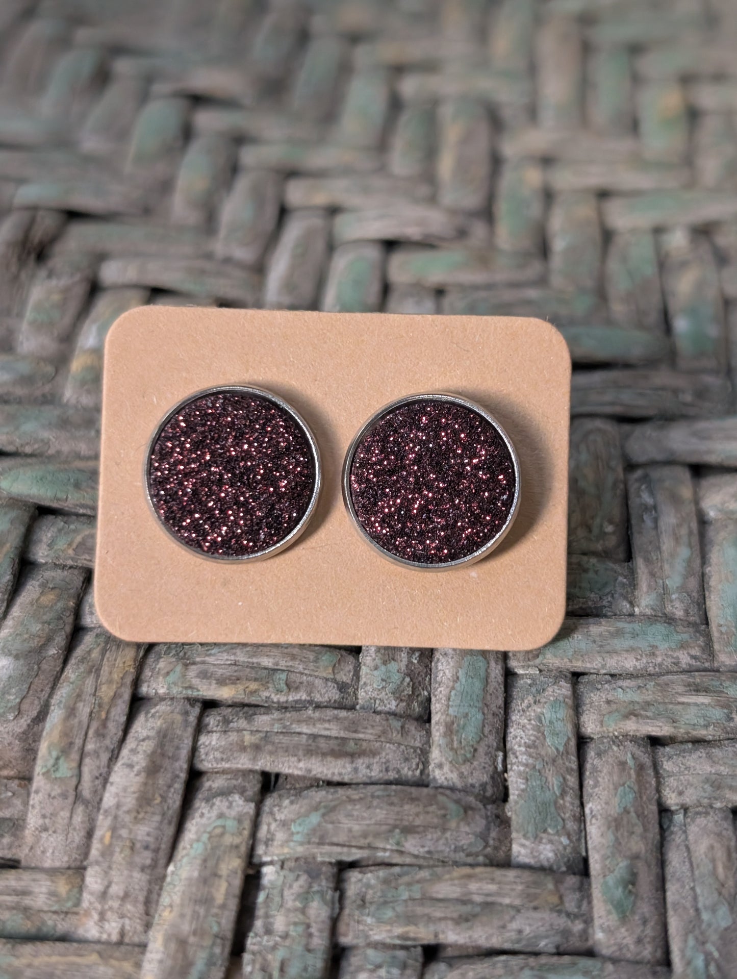 Maroon Glitter Stud