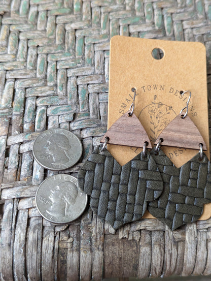 Olive Green Basket Weave Dangles