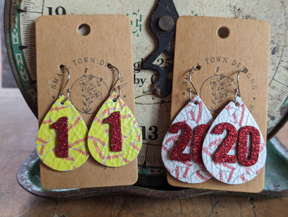 Custom Softball/Baseball # Earrings