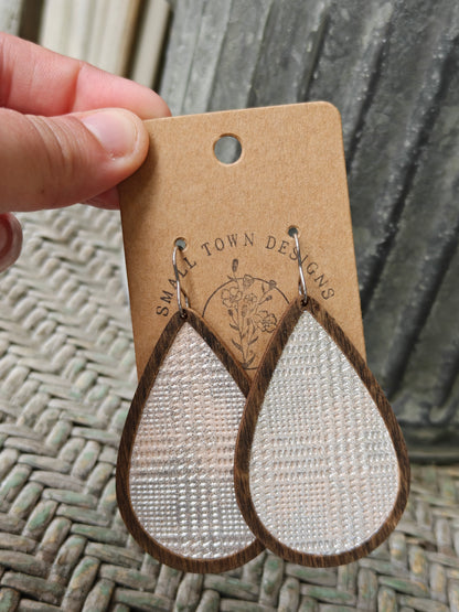 Silver & Peach Wooden Teardrops
