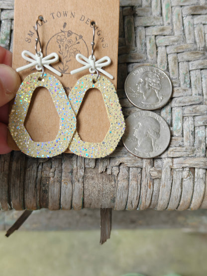 Glitzy Yellow Bow Dangles