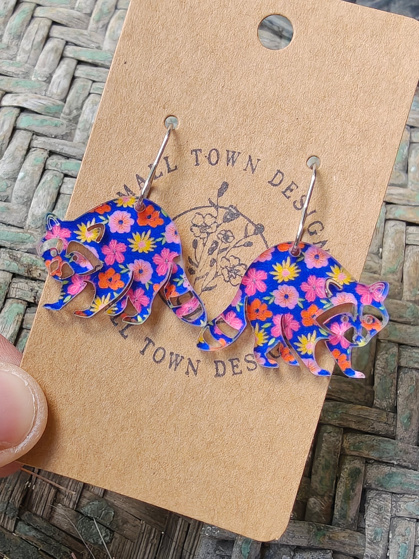 Floral Racoon Dangles