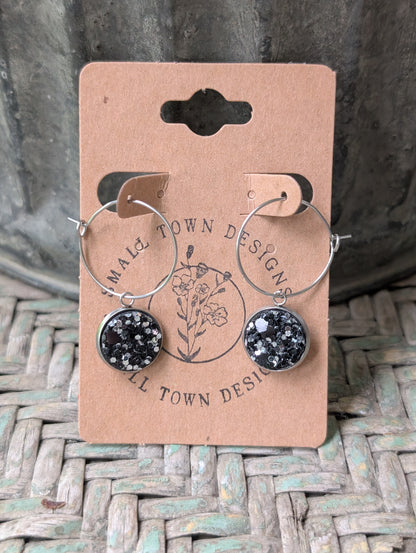 Black & Silver Chunky Hoops