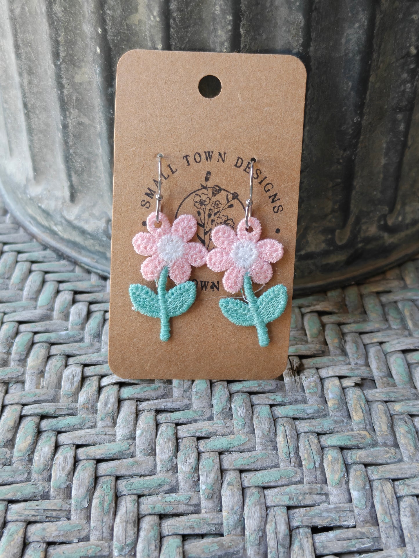 Embroidered Pink Flowers