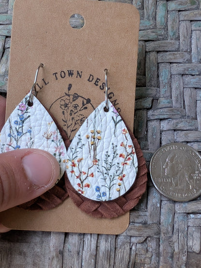 Floral & Brown Braided Teardrops