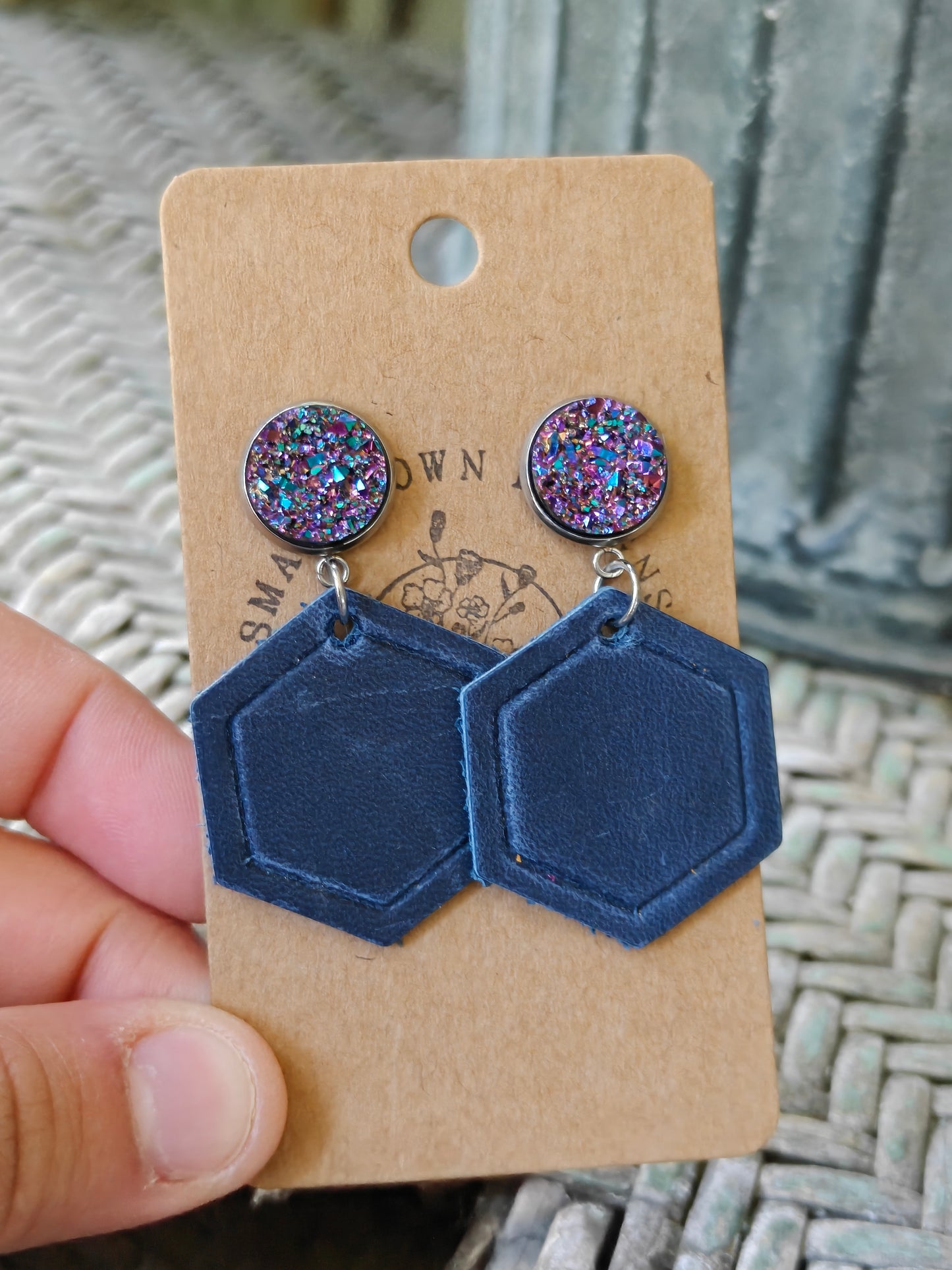 Druzy & Navy Hexagons