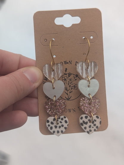 Pink 4 Layer Heart Dangles