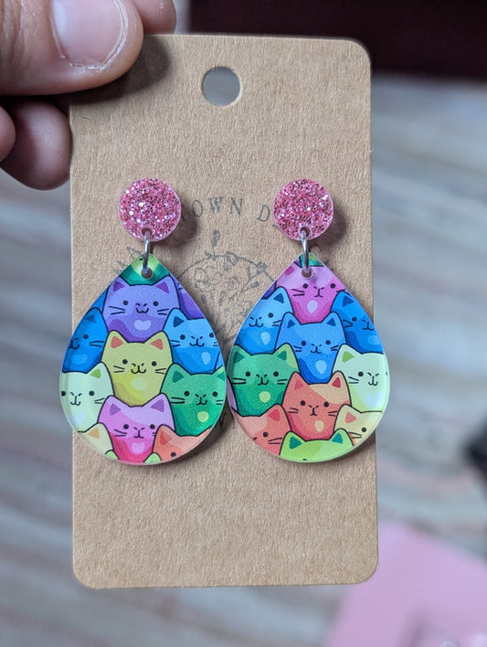 Rainbow cat dangles
