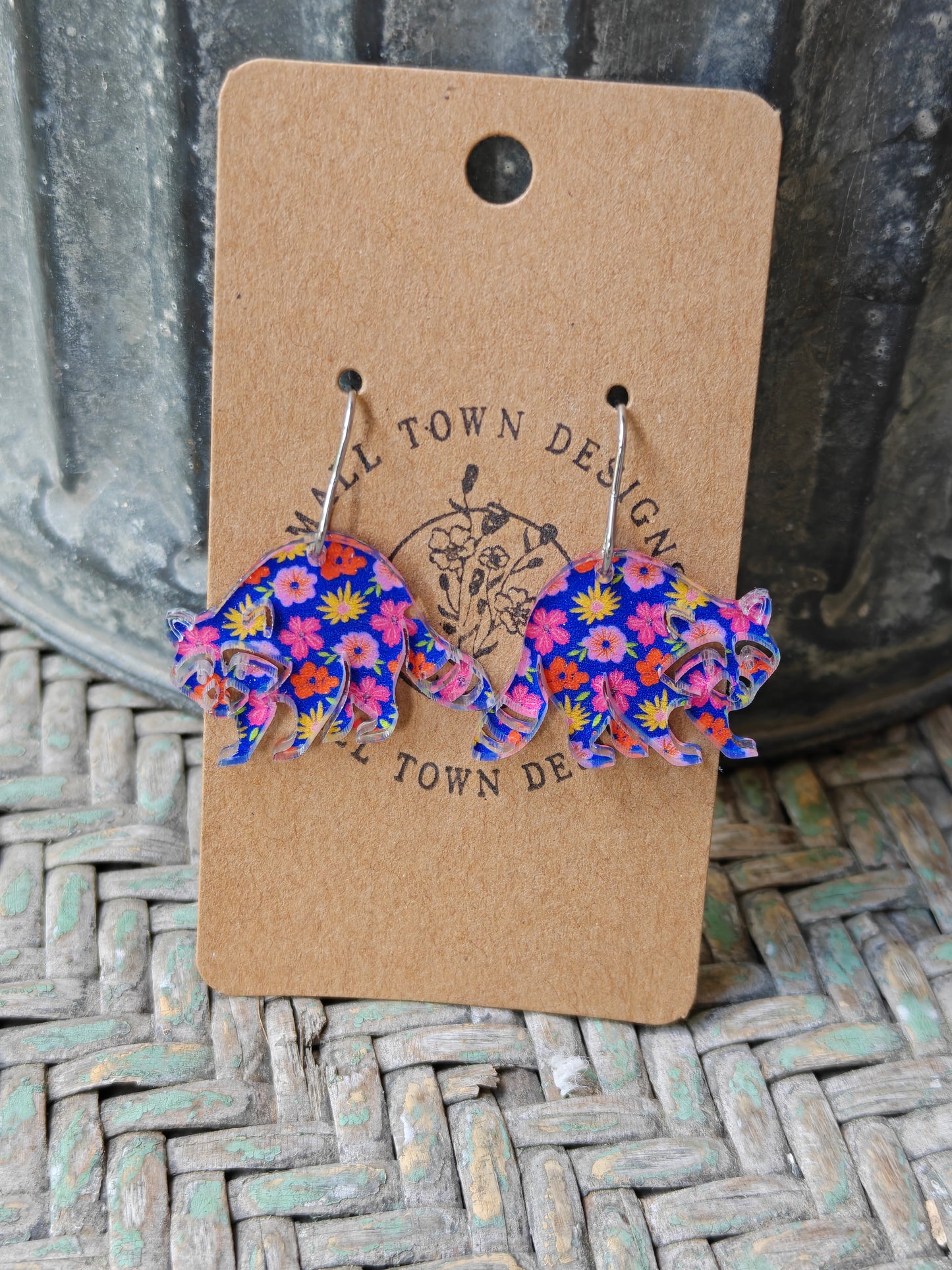 Floral Racoon Dangles