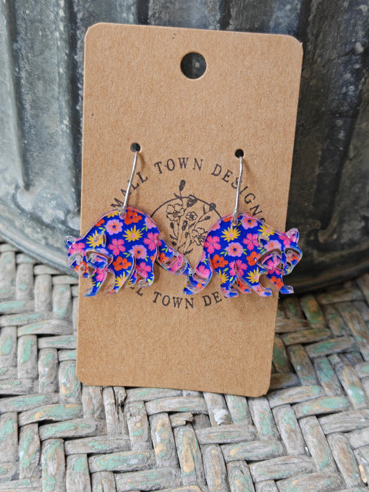 Floral Racoon Dangles